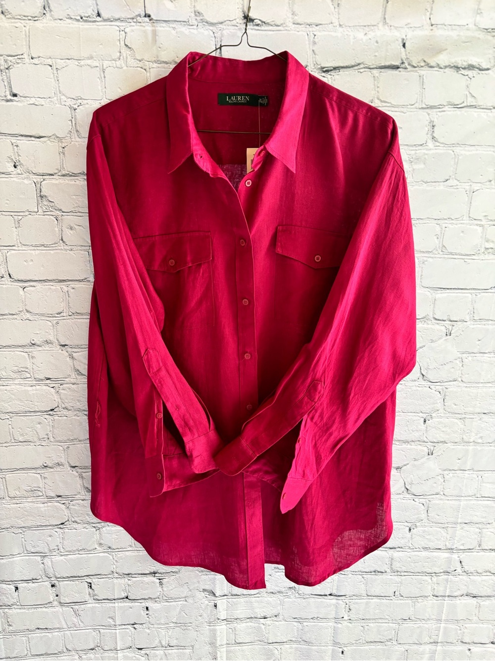 *NEW* Lauren Ralph Lauren Women’s 100% Linen Button Shirt w Belt - Size 3X